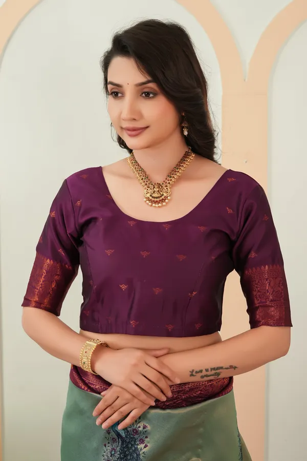Sage_Green_Wine_Plum_Peacock_Motif_Jacquard_Silk_Saree_Default_Title