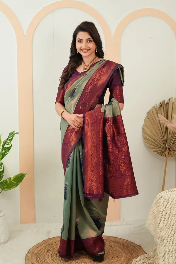 Sage_Green_Wine_Plum_Peacock_Motif_Jacquard_Silk_Saree_Default_Title