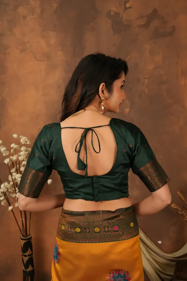 Mustard_Gold_Bottle_Green_Floral_Motifs_Jacquard_Silk_Saree_Default_Title