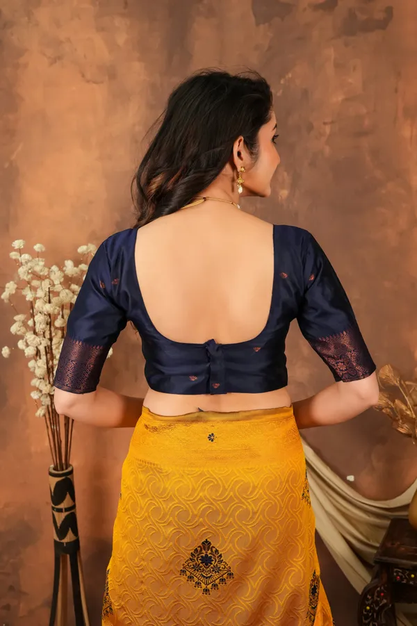 Mustard_Gold_Navy_Blue_Floral_Motifs_Jacquard_Silk_Saree_Default_Title