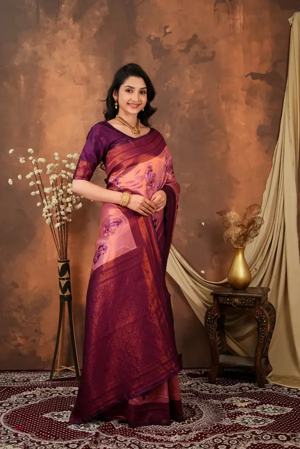 Wine_Purple_Peach_Jacquard_Silk_Saree_With_Traditional_Motifs_Default_Title
