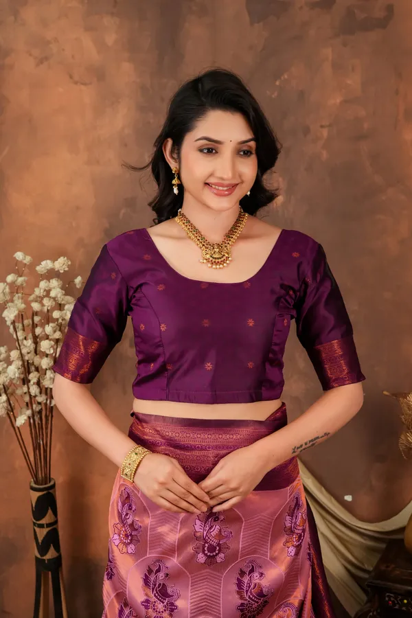 Wine_Purple_Peach_Jacquard_Silk_Saree_With_Traditional_Motifs_Default_Title