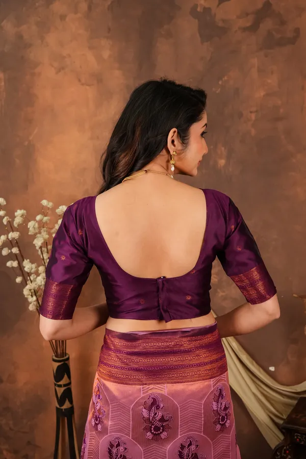 Wine_Purple_Peach_Jacquard_Silk_Saree_With_Traditional_Motifs_Default_Title