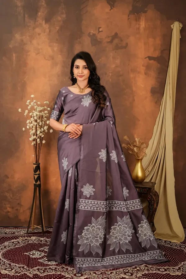 Smoky_Mauve_Silver_Jacquard_Silk_Saree_With_Floral_Motifs_Default_Title