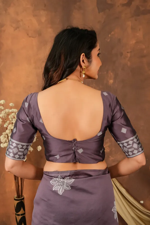 Smoky_Mauve_Silver_Jacquard_Silk_Saree_With_Floral_Motifs_Default_Title
