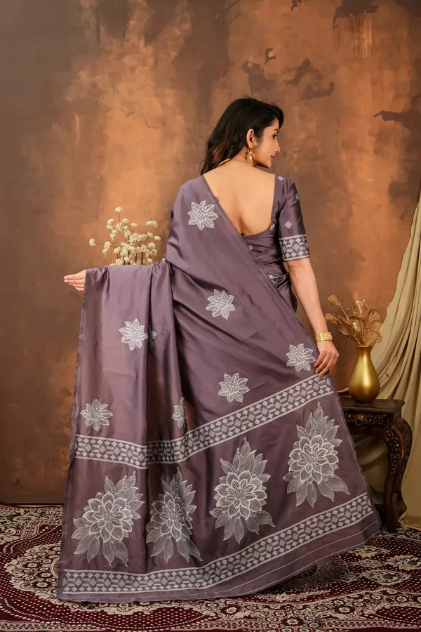 Smoky_Mauve_Silver_Jacquard_Silk_Saree_With_Floral_Motifs_Default_Title