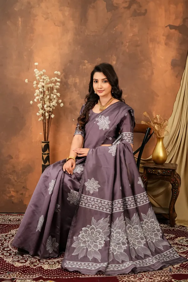 Smoky_Mauve_Silver_Jacquard_Silk_Saree_With_Floral_Motifs_Default_Title