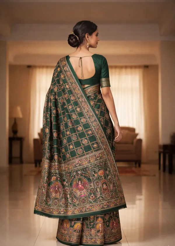 Bottle_Green_Traditional_Pashmina_Saree_Default_Title