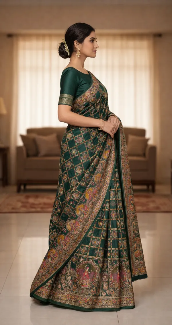 Bottle_Green_Traditional_Pashmina_Saree_Default_Title