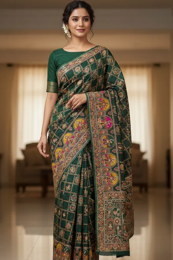 Bottle_Green_Traditional_Pashmina_Saree_Default_Title