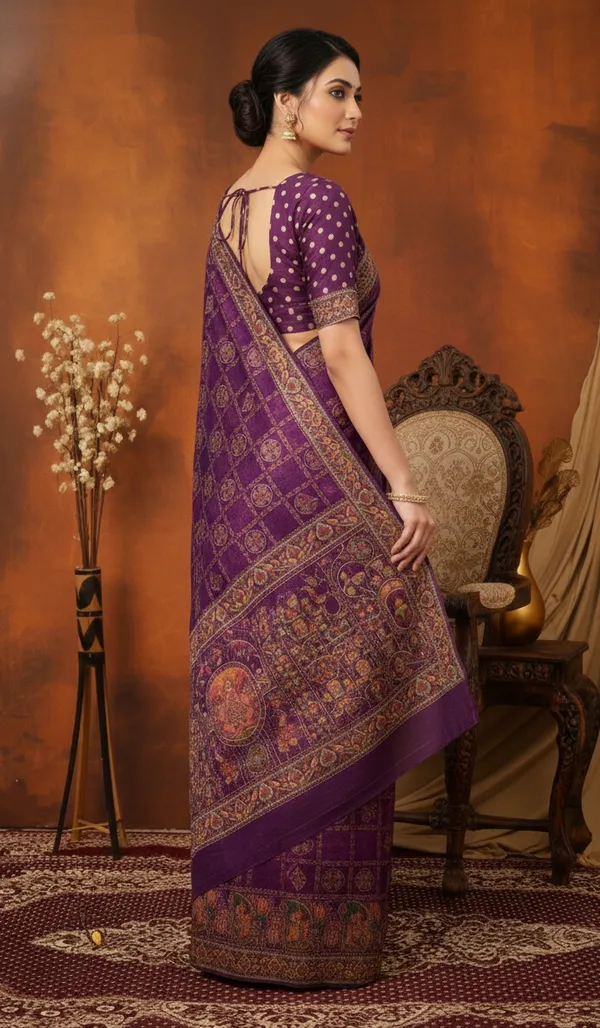 Wine_Traditional_Pashmina_Saree_Default_Title