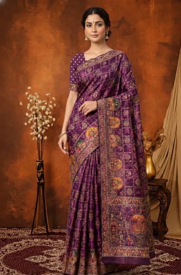 Wine_Traditional_Pashmina_Saree_Default_Title