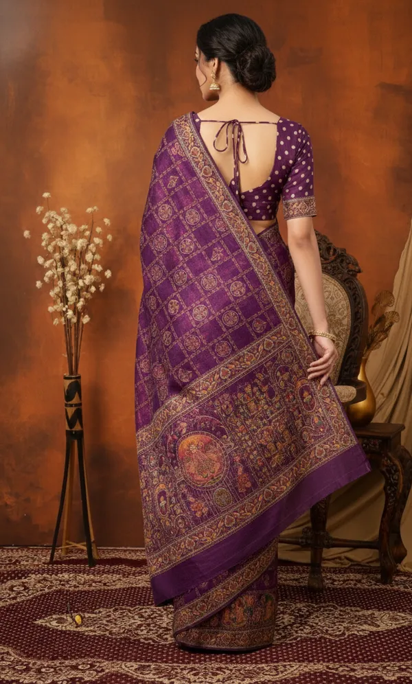 Wine_Traditional_Pashmina_Saree_Default_Title