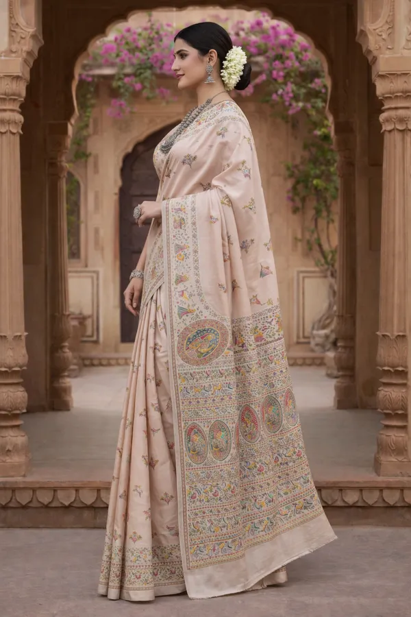 Cream_Pashmina_Saree_With_Traditional_Folk_Border_Default_Title