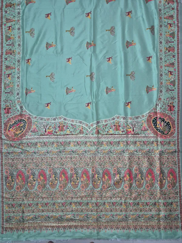 Sea_Green_Pashmina_Saree_With_Traditional_Folk_Border_Default_Title