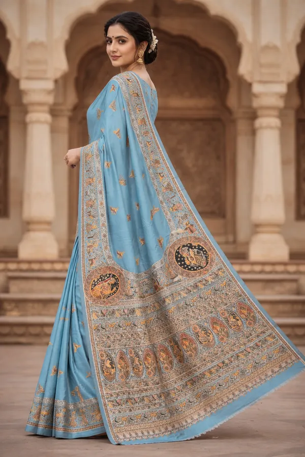 Sky_Blue_Pashmina_Saree_With_Traditional_Folk_Border_Default_Title