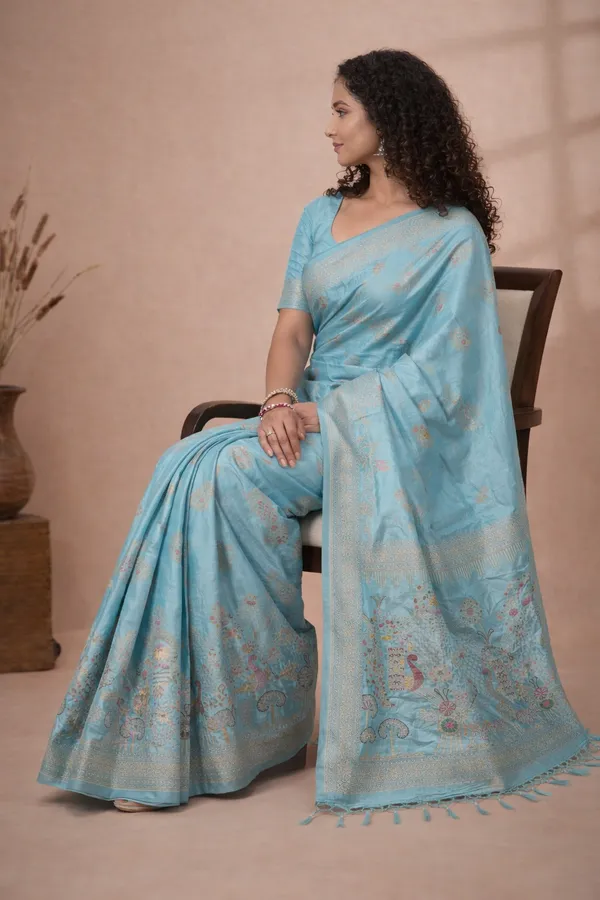 Sky_Blue_Dola_Silk_Saree_With_Peacock_Floral_Designer_Pallu_Default_Title