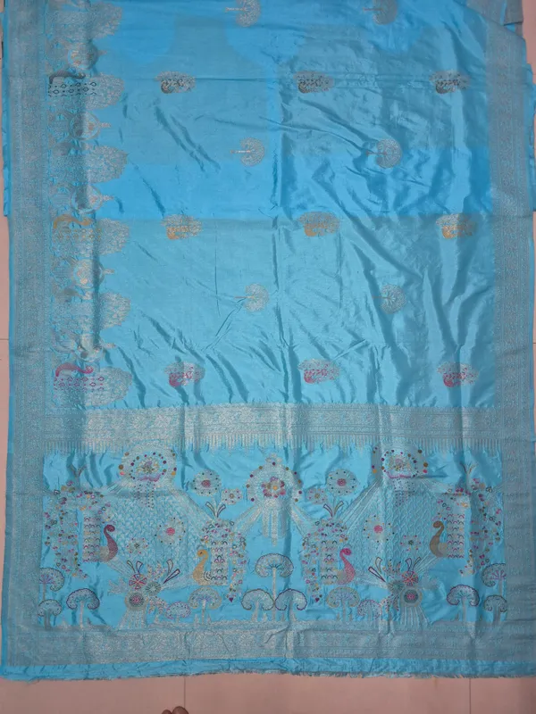 Sky_Blue_Dola_Silk_Saree_With_Peacock_Floral_Designer_Pallu_Default_Title