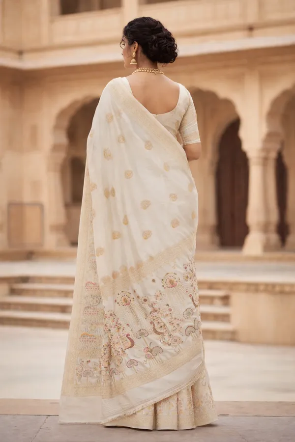 Off_White_Dola_Silk_Saree_With_Peacock_Floral_Designer_Pallu_Default_Title