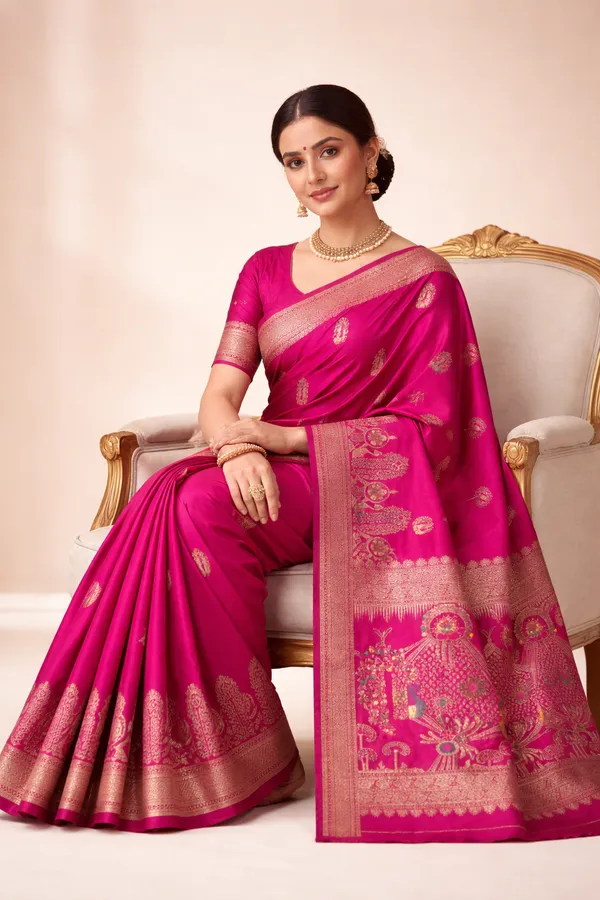 Royal_Rani_Pink_Dola_Silk_Saree_With_Peacock_Heritage_Woven_Designer_Pallu_Default_Title