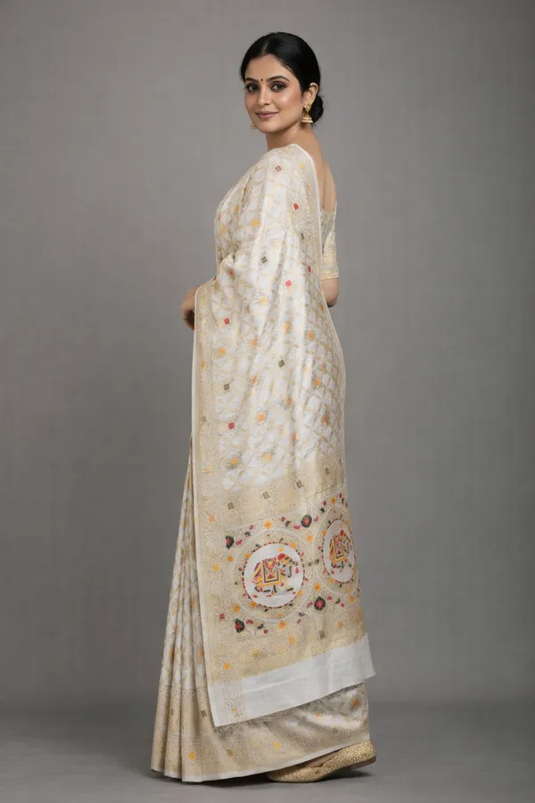 Off_White_Dola_Silk_Saree_With_Royal_Elephant_Zari_Woven_Border_Default_Title