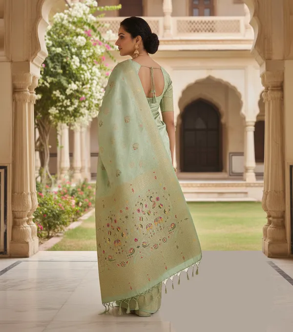 Elegant_Pastel_Pista_Green_Dola_Silk_Saree_With_Peacock_Elephant_Woven_Border_Default_Title
