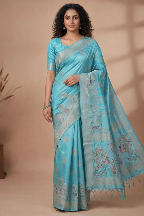 Elegant_Sky_Blue_Dola_Silk_Saree_With_Peacock_Garden_Pallu_Zari_Border_Default_Title