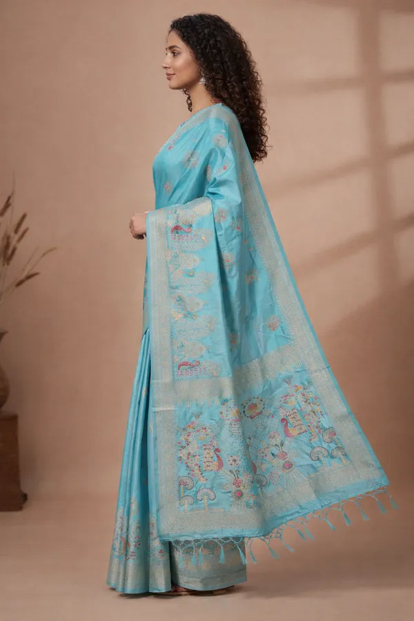 Elegant_Sky_Blue_Dola_Silk_Saree_With_Peacock_Garden_Pallu_Zari_Border_Default_Title