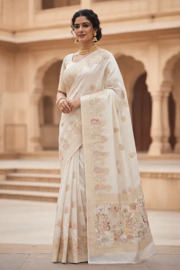 Classic_Ivory_White_Dola_Silk_Saree_With_Peacock_Garden_Pallu_Rich_Zari_Border_Default_Title