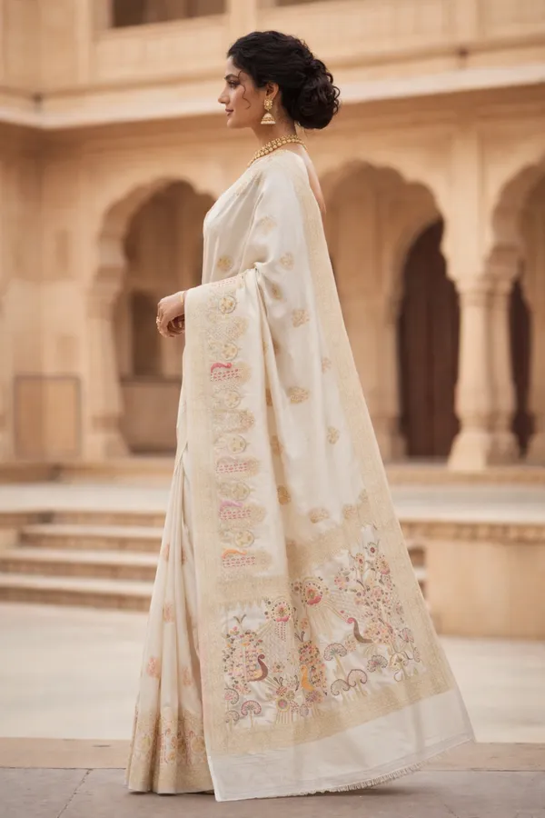 Classic_Ivory_White_Dola_Silk_Saree_With_Peacock_Garden_Pallu_Rich_Zari_Border_Default_Title