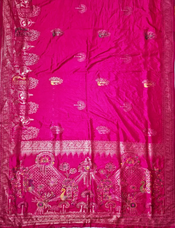 Regal_Rani_Pink_Dola_Silk_Saree_With_Peacock_Royal_Garden_Border_Default_Title