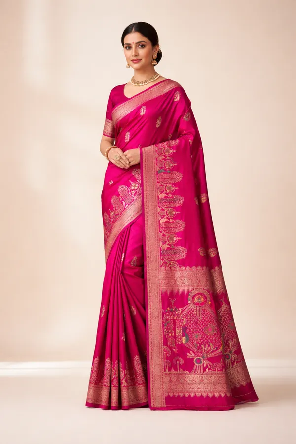 Regal_Rani_Pink_Dola_Silk_Saree_With_Peacock_Royal_Garden_Border_Default_Title