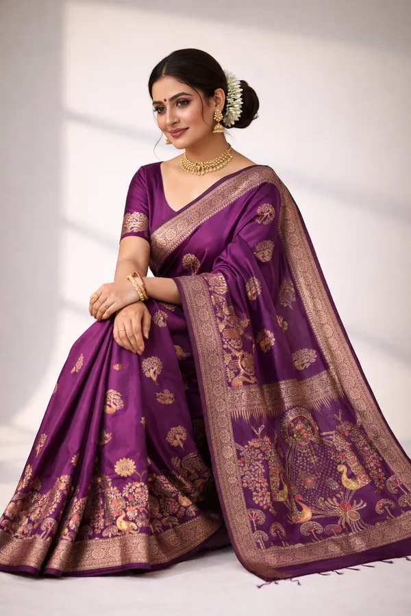 Royal_Purple_Dola_Silk_Saree_With_Peacock_Floral_Garden_Pallu_Default_Title