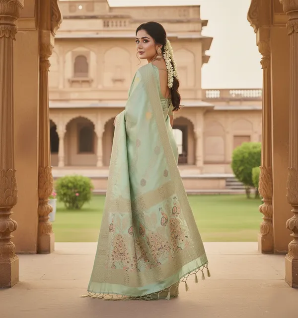 Elegant_Pastel_Mint_Green_Dola_Silk_Saree_With_Peacock_Artistic_Woven_Pallu_Default_Title