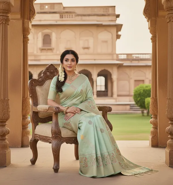 Elegant_Pastel_Mint_Green_Dola_Silk_Saree_With_Peacock_Artistic_Woven_Pallu_Default_Title