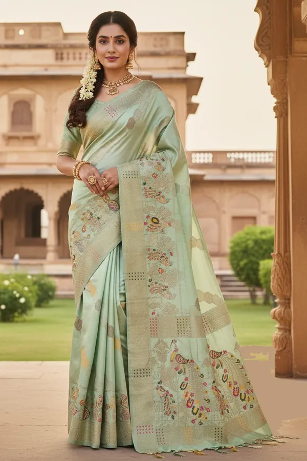 Elegant_Pastel_Mint_Green_Dola_Silk_Saree_With_Peacock_Artistic_Woven_Pallu_Default_Title