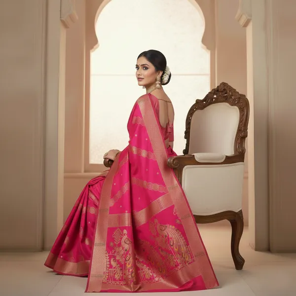 Radiant_Rani_Pink_Dola_Silk_Saree_With_Peacock_Rich_Zari_Border_Default_Title