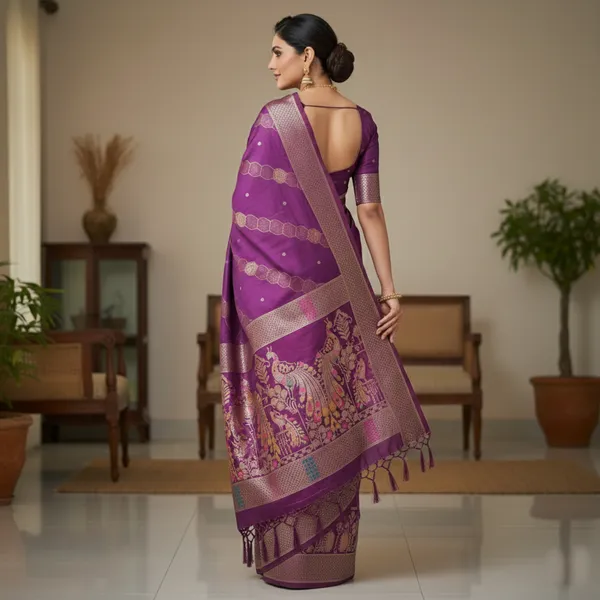 Royal_Wine_Purple_Dola_Silk_Saree_With_Peacock_Traditional_Zari_Border_Default_Title