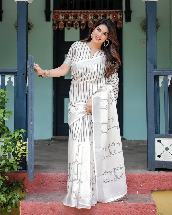 Classic_Ivory_Grey_Stripe_Linen_Cotton_Saree_Default_Title