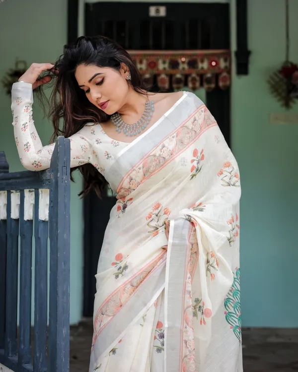 Vintage_Garden_Print_Linen_Cotton_Saree_Default_Title