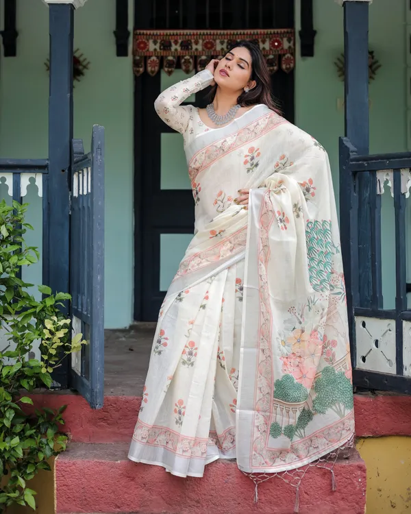 Vintage_Garden_Print_Linen_Cotton_Saree_Default_Title