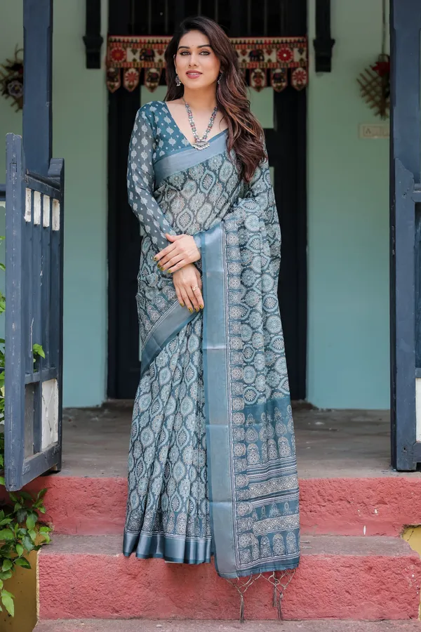 Sophisticated_Grey_Ethnic_Motif_Linen_Cotton_Saree_Default_Title