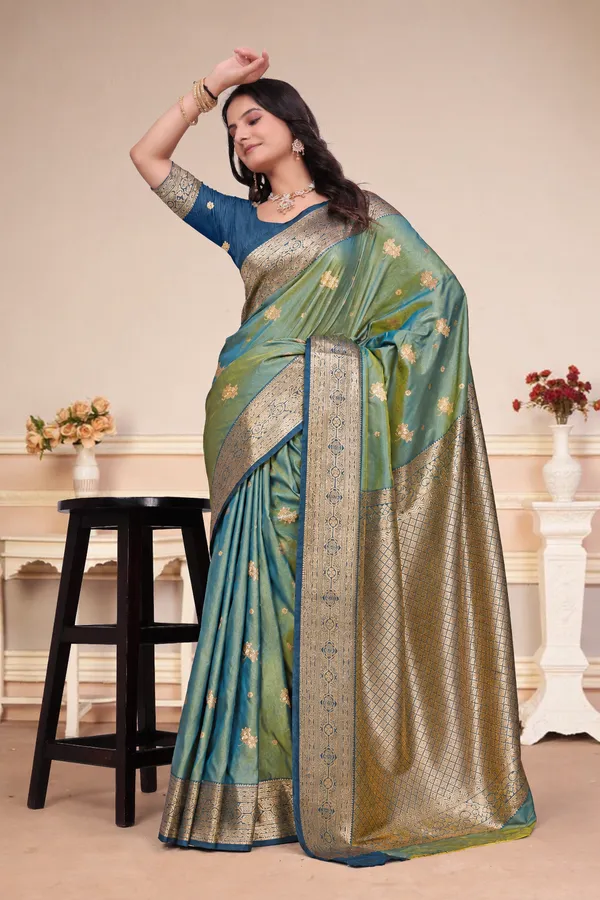 Morpich_Dual_Tone_Silk_Saree_With_Zari_Motifs_Default_Title