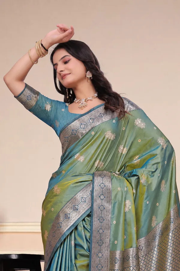 Morpich_Dual_Tone_Silk_Saree_With_Zari_Motifs_Default_Title