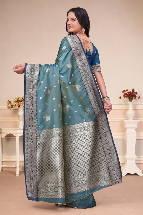 Morpich_Dual_Tone_Silk_Saree_With_Zari_Motifs_Default_Title