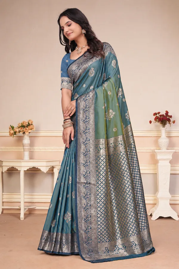 Morpich_Dual_Tone_Silk_Saree_With_Zari_Motifs_Default_Title