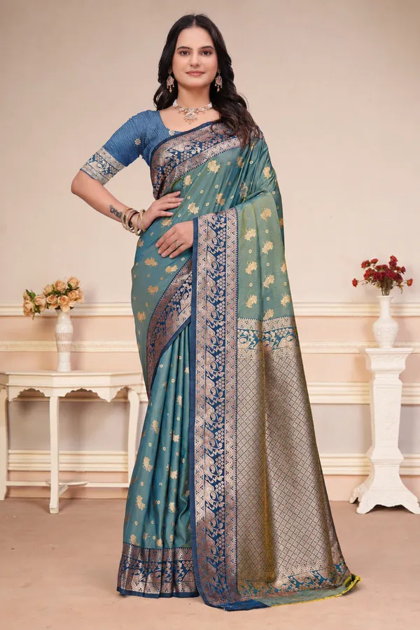 Morpich_Dual_Tone_Silk_Saree_With_Zari_Motifs_Default_Title