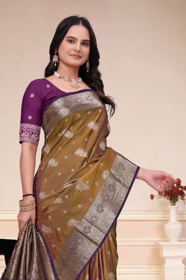 Mustard_Brown_Silk_Saree_With_Purple_Border_Zari_Pallu_Default_Title