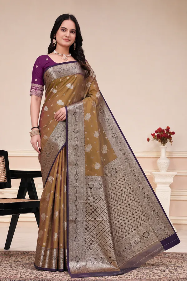 Mustard_Brown_Silk_Saree_With_Purple_Border_Zari_Pallu_Default_Title