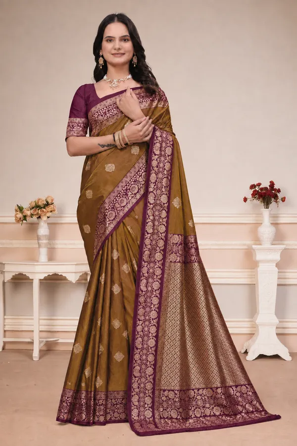Mustard_Brown_Silk_Saree_With_Wine_Purple_Floral_Border_Default_Title